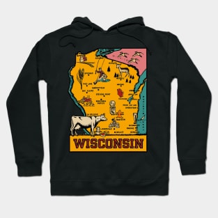 Vintage Style Wisconsin Outline Hoodie